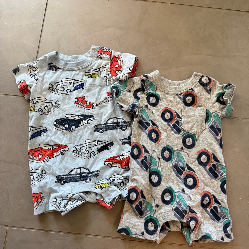 Tea collection car and motorcycle rompers bundle